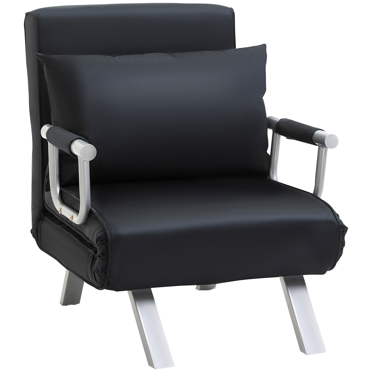 easycomfort easycomfort poltrona letto moderna 2 in 1 con schienale reclinabile su 5 posizioni e cuscino 65x69x80 cm nero