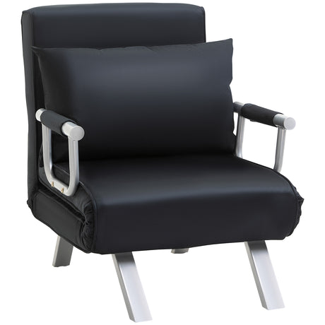 easycomfort easycomfort poltrona letto moderna 2 in 1 con schienale reclinabile su 5 posizioni e cuscino 65x69x80 cm nero