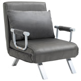 easycomfort easycomfort poltrona letto singolo 3 in 1 con schienale reclinabile su 5 livelli e cuscino divano letto singolo pieghevole per soggiorno e salotto in pelle scamosciata e metallo 65x69x80 cm grigio ean 8055776911588