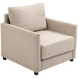 easycomfort easycomfort poltrona moderna in tessuto traspirante effetto lino con tasca interna 80x85x88 cm beige