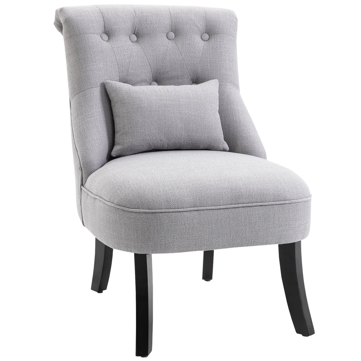 easycomfort easycomfort poltrona per salotto imbottita con cuscino e piedini antiscivolo poltrona darredo in tessuto effetto lino e legno 52 5x69x77 cm grigio ean 8054144134956