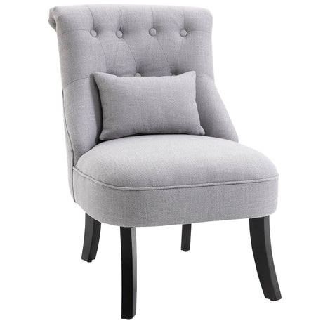 easycomfort easycomfort poltrona per salotto imbottita con cuscino e piedini antiscivolo poltrona darredo in tessuto effetto lino e legno 52 5x69x77 cm grigio ean 8054144134956