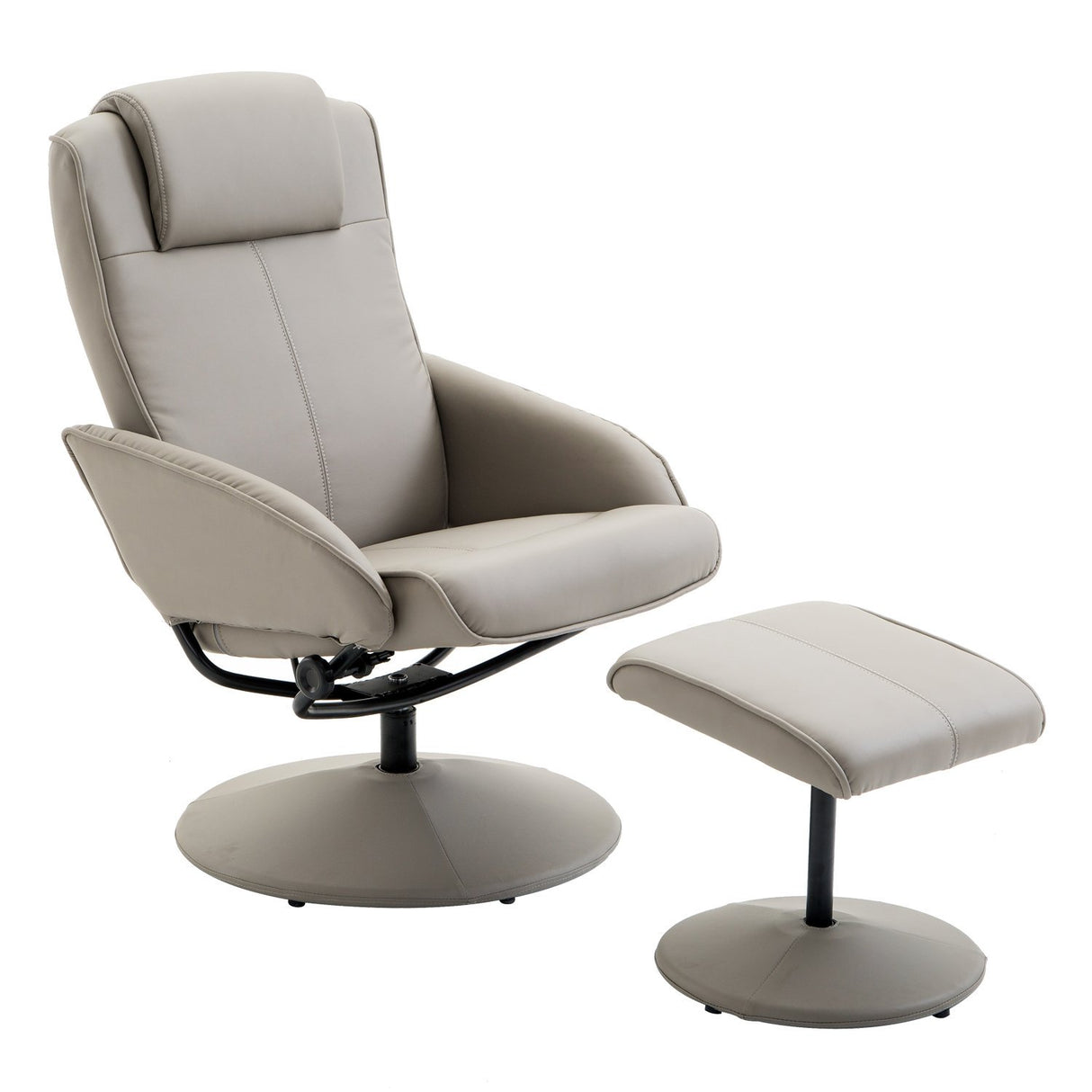 easycomfort easycomfort poltrona relax reclinabile con pouf poggiapiedi abbinato e rivestimento in finta pelle 71x78x101cm grigia ean 8054144134468