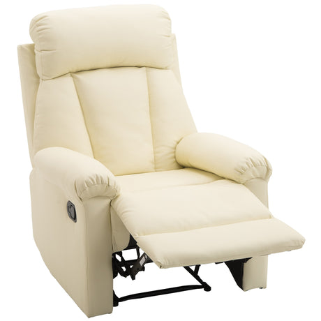 easycomfort easycomfort poltrona relax reclinabile imbottita ergonomica con poggiapiedi pelle pu 80 x 97 x 107cm crema ean 8055776912981