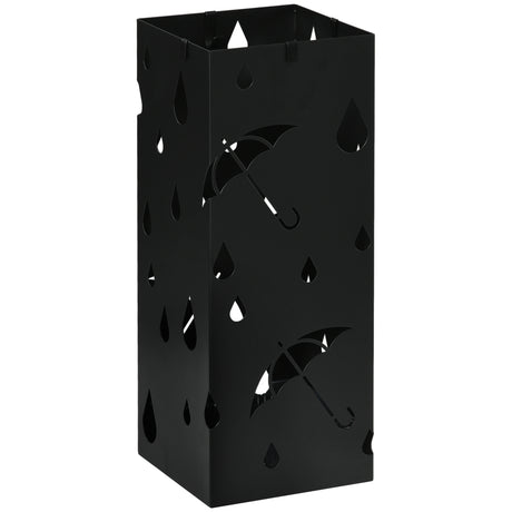 easycomfort easycomfort portaombrelli in metallo con 4 ganci e vaschetta raccogligocce 15 5x15 5x41cm nero
