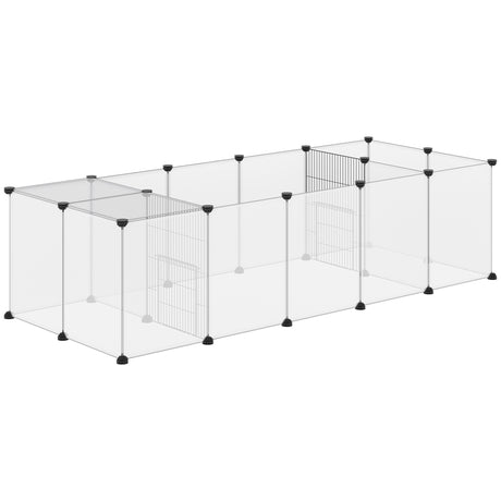 easycomfort easycomfort recinto per animali modulabile con 20 pannelli e 2 porte in acciaio e pp 175x70x45 cm bianco e nero