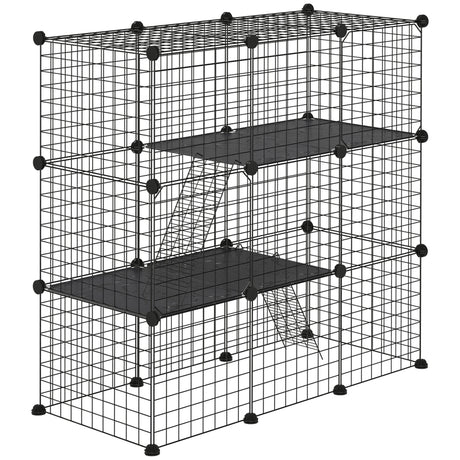 easycomfort easycomfort recinto per animali modulabile con 31 pannelli 2 porte e 2 rampe in acciaio e pp 105x45x105 cm nero