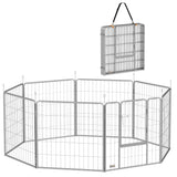 easycomfort easycomfort recinto per cani a 8 pannelli modulabili pieghevole con porta in acciaio altezza 80 cm argento