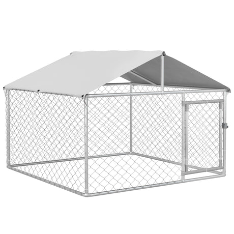 easycomfort easycomfort recinto per cani taglia media da esterno con tetto impermeabile 200x200x150cm argento