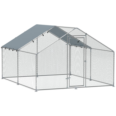 easycomfort easycomfort recinto per galline da 10 2m per 10 15 galline con tetto impermeabile in acciaio e tessuto 3x3 4x1 9 m argento