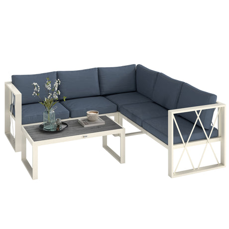 easycomfort easycomfort salotto da giardino angolare con poltrona reclinabile 2 divanetti con cuscini e tavolino grigio