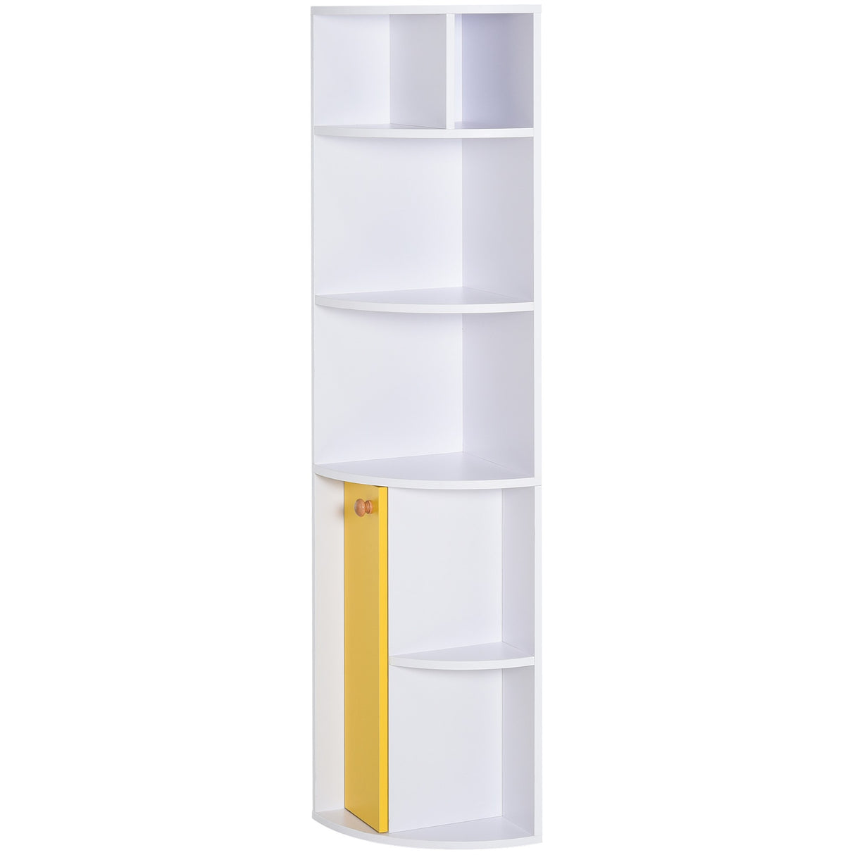 easycomfort easycomfort scaffale angolare da parete in legno bianco mobile libreria con 5 ripiani e armadietto giallo design moderno 29 8x29 9x147cm ean 8054144132952