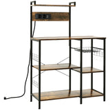 easycomfort easycomfort scaffale cucina multipresa per microonde con ripiani e cestino a rete 90x42x130cm marrone