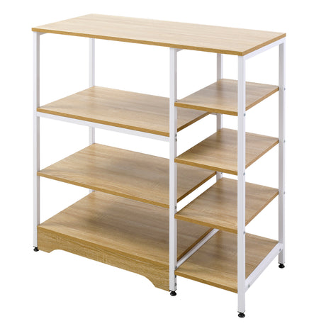 easycomfort easycomfort scaffale da cucina basso salvaspazio stile industriale mobiletto con 7 ripiani per cucina in metallo e legno 90x40x95cm bianco