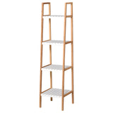 easycomfort easycomfort scaffale per il bagno a scala con 4 ripiani in legno di pino e bambu 35x36x138 5 cm bianco e legno