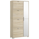 easycomfort easycomfort scarpiera con specchio per 16 paia di scarpe 4 cassetti a ribalta e 2 armadietti 82x30x168cm rovere