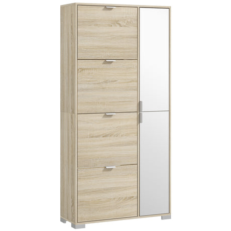 easycomfort easycomfort scarpiera con specchio per 16 paia di scarpe 4 cassetti a ribalta e 2 armadietti 82x30x168cm rovere
