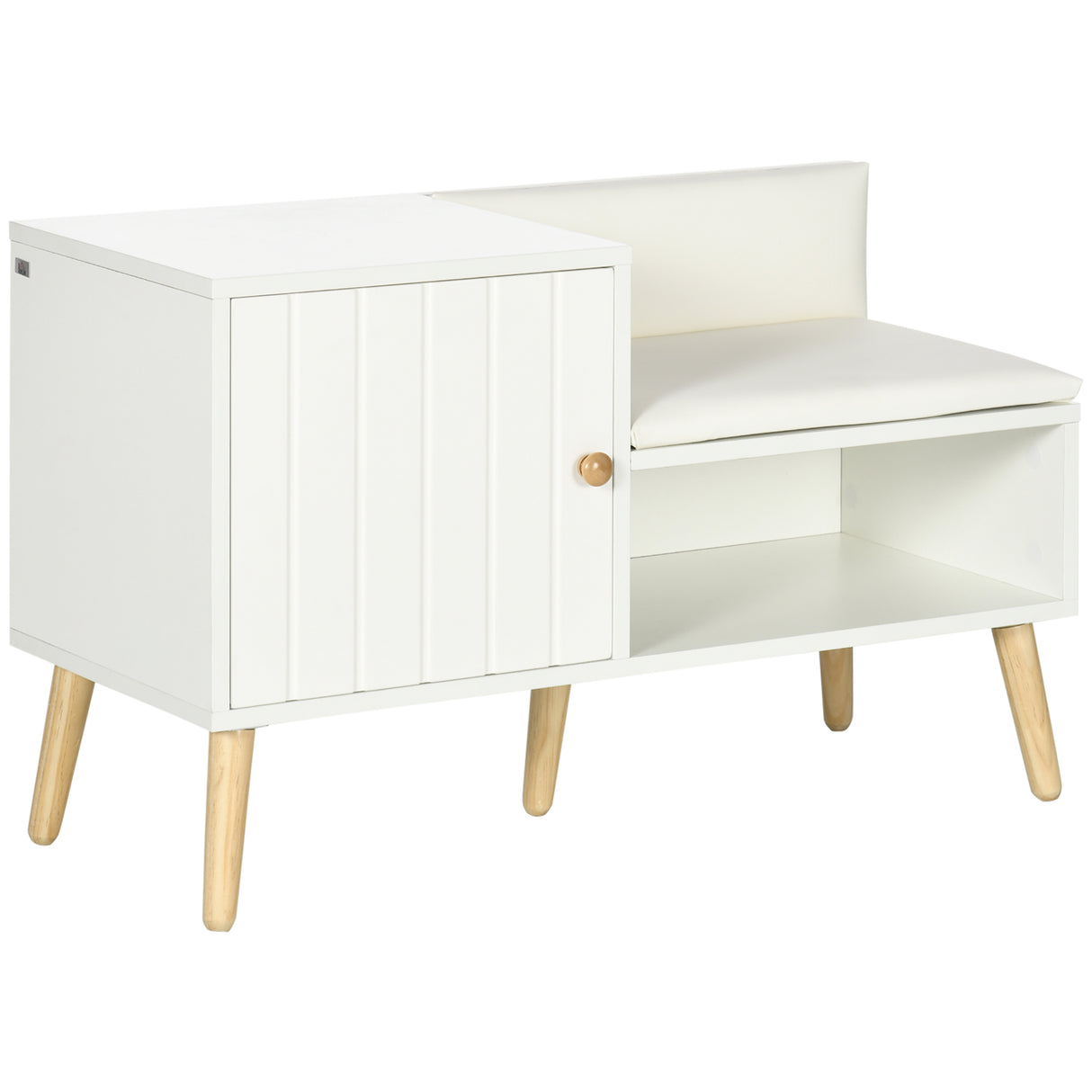 easycomfort easycomfort scarpiera da ingresso con seduta imbottita e armadietto per 4 paia di scarpe 80x33x49cm bianco