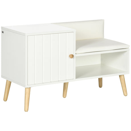 easycomfort easycomfort scarpiera da ingresso con seduta imbottita e armadietto per 4 paia di scarpe 80x33x49cm bianco