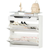 easycomfort easycomfort scarpiera moderna con 2 cassetti per 16 scarpe scarpiera a ribalta con mensola regolabile e ripiano in vetro 89x23x96cm bianco lucido