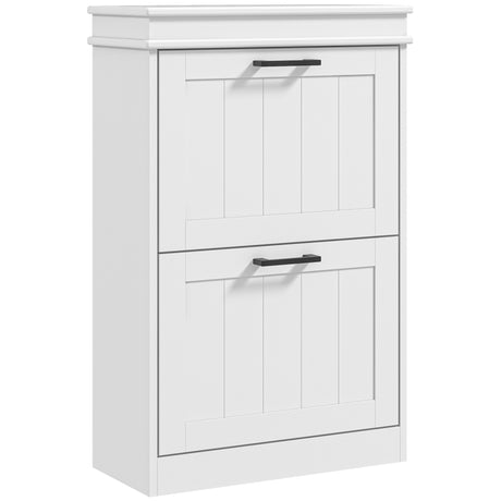 easycomfort easycomfort scarpiera moderna con 2 cassetti ribaltabili per 10 paia di scarpe e ripiano regolabile 54x24x82 5cm bianco