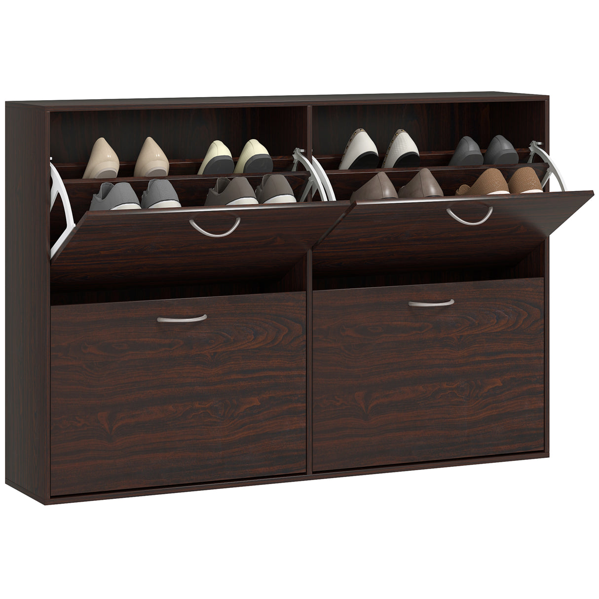 easycomfort easycomfort scarpiera salvaspazio da 24 paia con mensole regolabili e 4 cassetti in legno 120x24x81cm marrone