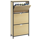 easycomfort easycomfort scarpiera slim con 3 cassetti e ripiani regolabili per 18 paia di scarpe 60x24x124cm rovere