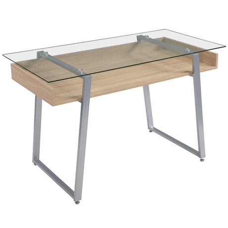 easycomfort easycomfort scrivania da computer di design con piano in vetro temperato di 9mm e telaio in legno e acciaio per casa ufficio ean 8055776910307
