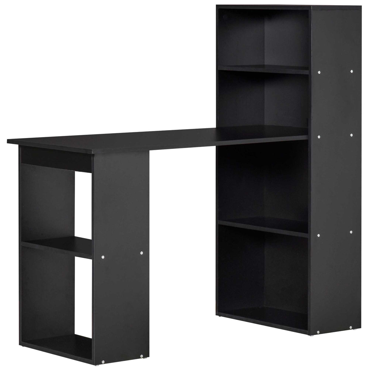 easycomfort easycomfort scrivania pc in legno con 6 ripiani portaoggetti laterali 120x55x120 cm nero