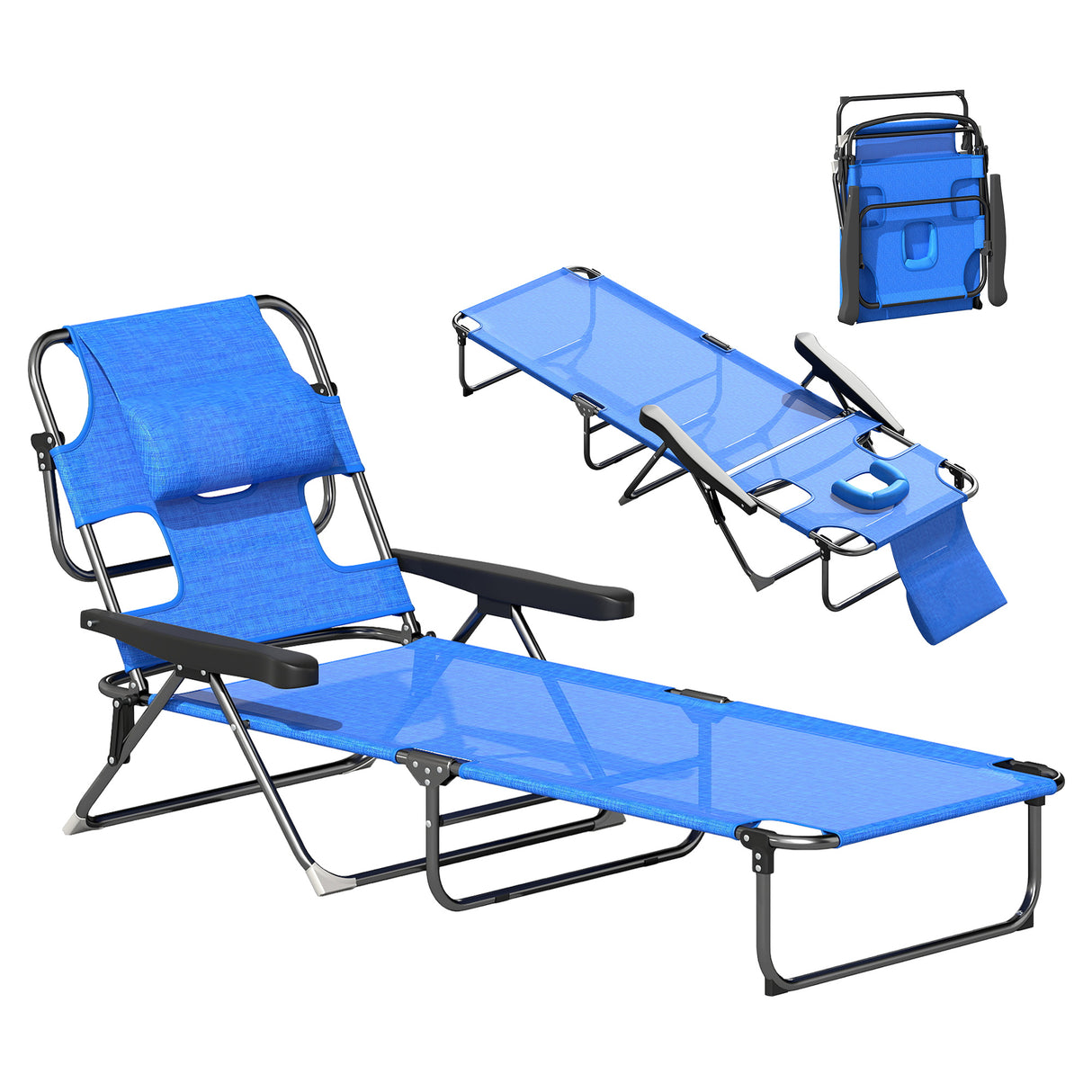 easycomfort easycomfort sdraio da giardino pieghevole con schienale regolabile cuscino e foro per viso blu scuro