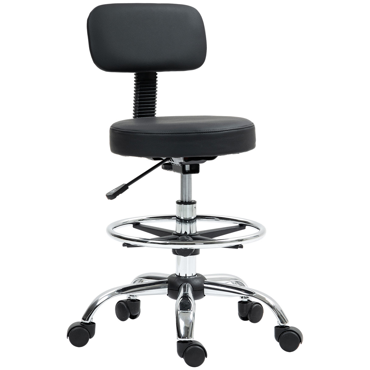 easycomfort easycomfort sedia girevole ad altezza regolabile con poggiapiedi in acciaio finta pelle e gommapiuma 52x52x78 92 cm nero