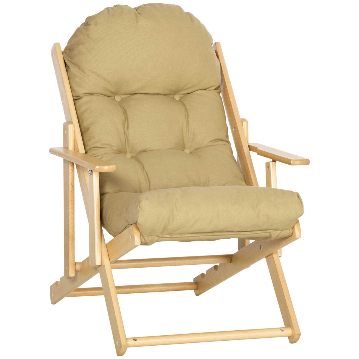 easycomfort easycomfort sedia per soggiorno pieghevole con braccioli e cuscino in legno di faggio e tessuto 71x89x96 cm marrone