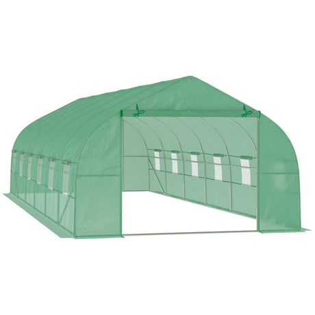easycomfort easycomfort serra da giardino a tunnel 8x3x2m in pe e acciaio con porta avvolgibile e finestre verde