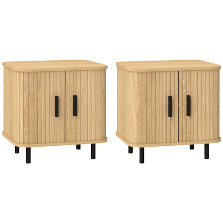 easycomfort easycomfort set 2 comodini in stile nordico con ripiano a 2 livelli in legno e acciaio 48x40x48 cm nero e rovere