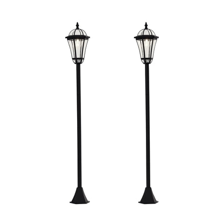 easycomfort easycomfort set 2 lampioni solari per giardino con 2 led e accensione automatica nero