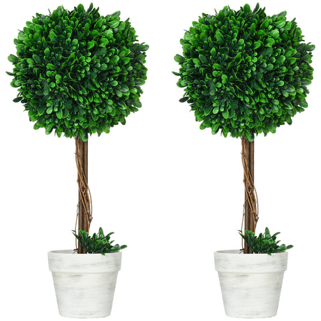 easycomfort easycomfort set 2 piante finte alberi di bosso da interno ed esterno con vaso 28x60cm