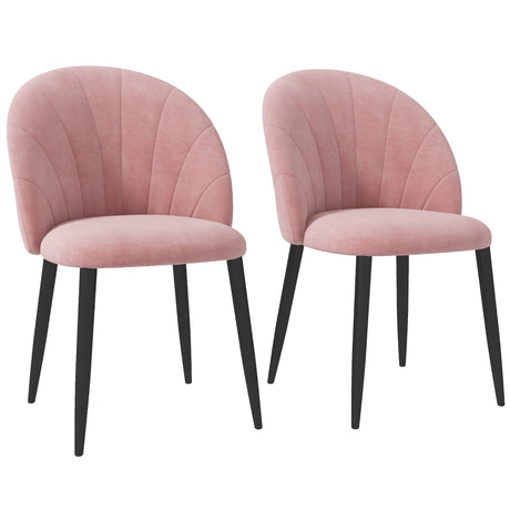 easycomfort easycomfort set 2 sedie da pranzo imbottite stile nordico in metallo e velluto 52x54x79cm rosa