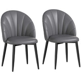 easycomfort easycomfort set 2 sedie da pranzo in pelle pu con gambe in metallo e schienale a conchiglia grigio scuro