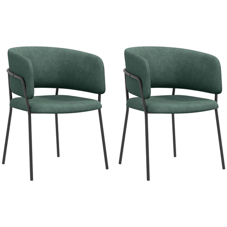 easycomfort easycomfort set 2 sedie per cucina imbottite in tessuto effetto velluto e acciaio 57x53x73 cm verde