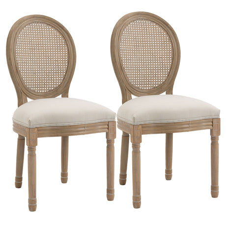 easycomfort easycomfort set 2 sedie per soggiorno in stile vintage con schienale traforato in legno e tessuto 49x56x96cm bianco crema