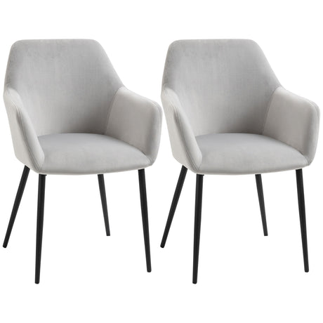 easycomfort easycomfort set 2 sedie per soggiorno nordiche con schienale e braccioli ricurvi e seduta imbottita 54x57x80 cm grigio