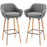 easycomfort easycomfort set 2 sgabelli da bar alti con schienale e poggiapiedi sgabelli da cucina stile vintage in tessuto con cuscino e gambe in legno per sala da pranzo 55x48x100cm