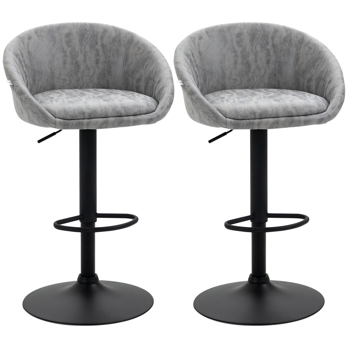 easycomfort easycomfort set 2 sgabelli da bar con altezza regolabile rivestimento finta pelle e schienale grigio chiaro