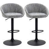 easycomfort easycomfort set 2 sgabelli da bar con altezza regolabile rivestimento finta pelle e schienale grigio chiaro
