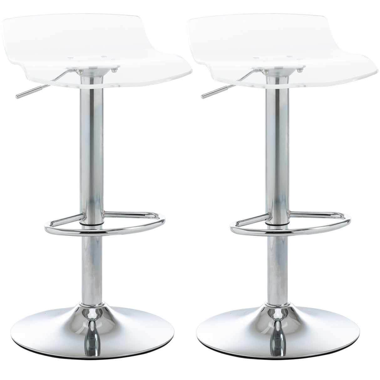 easycomfort easycomfort set 2 sgabelli da bar con altezza regolabile seduta girevole e poggiapiedi metallo e acrilico trasparente