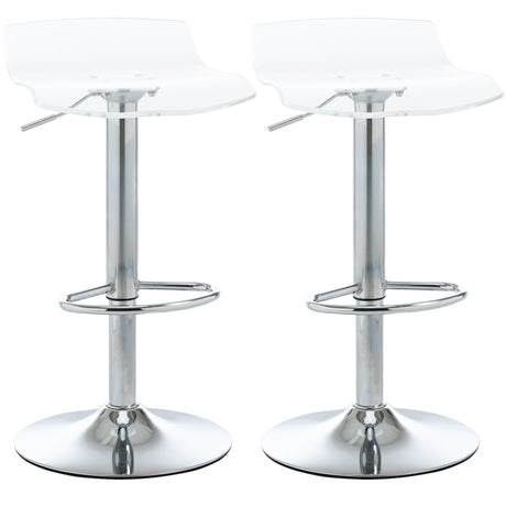 easycomfort easycomfort set 2 sgabelli da bar con altezza regolabile seduta girevole e poggiapiedi metallo e acrilico trasparente