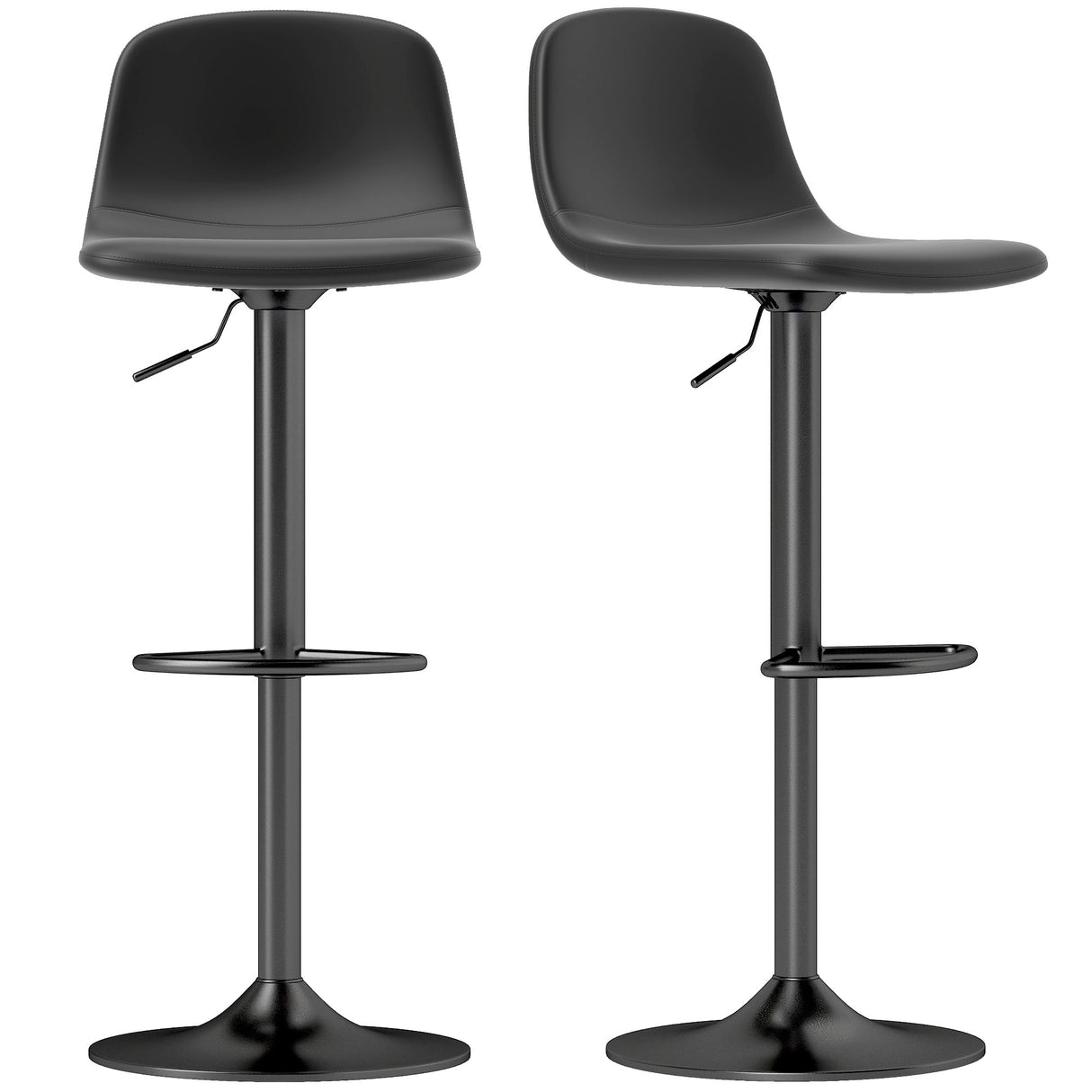 easycomfort easycomfort set 2 sgabelli da bar con schienale e poggiapiedi altezza regolabile pelle pu e imbottitura nero