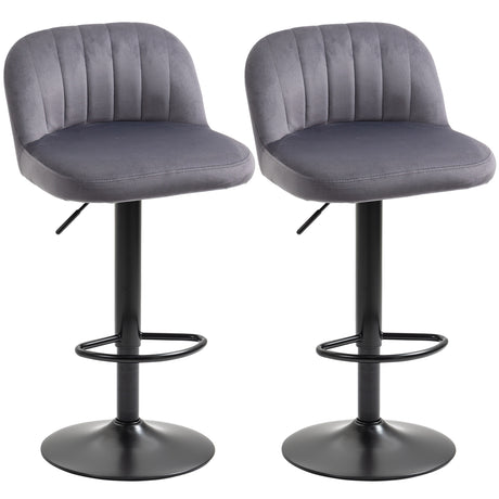 easycomfort easycomfort set 2 sgabelli da bar con schienale e poggiapiedi girevoli con altezza regolabile grigio