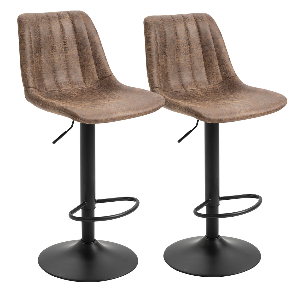 easycomfort easycomfort set 2 sgabelli da bar con schienale poggiapiedi e altezza regolabile stile industriale marrone ean 8054144137940