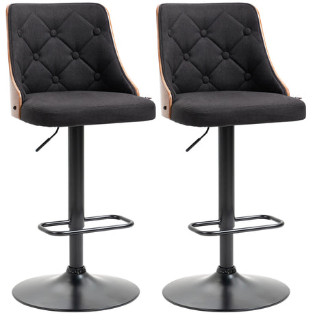 easycomfort easycomfort set 2 sgabelli da bar girevoli ad altezza regolabile per cucina e soggiorno 47 5x50x93 5 116 cm nero e noce